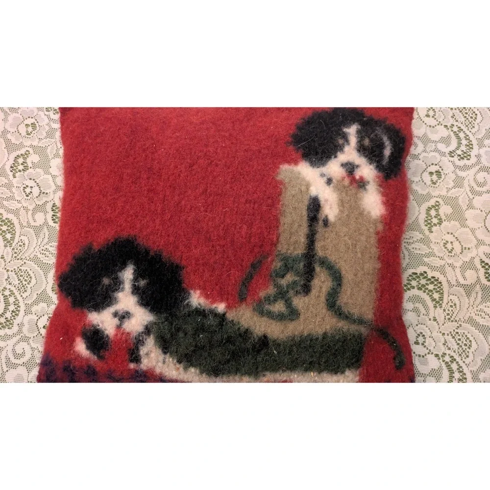 Handmade Vintage Square Wool Dog Pillows, Bespoke, Unique